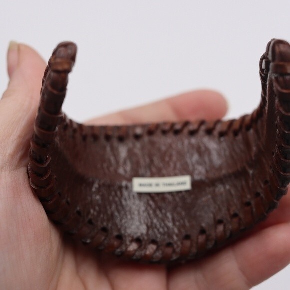 The Purple Door Leather Stone Bead Flower Cuff Adjustable Bracelet Boho - Picture 8 of 9